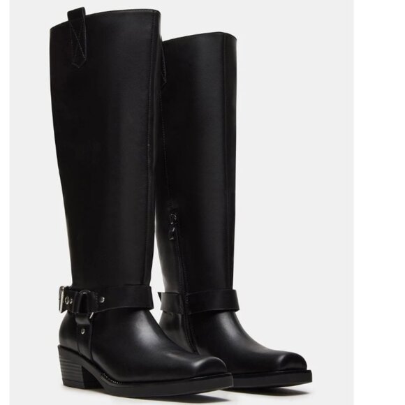 NEW Steve Madden Women’s Hawkins Black Leather Boots $200 Retail2510 6MT3